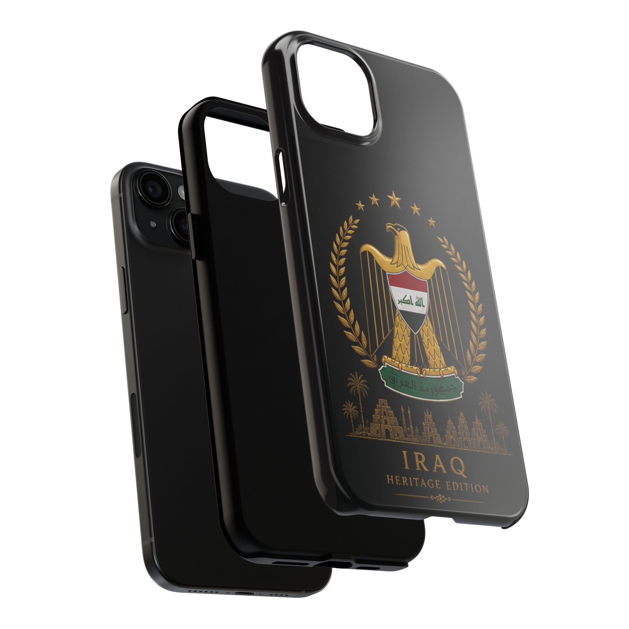 Iraq Coat of Arms Tough Phone Case — Arabic ‘Allahu Akbar’ Military Eagle Design
