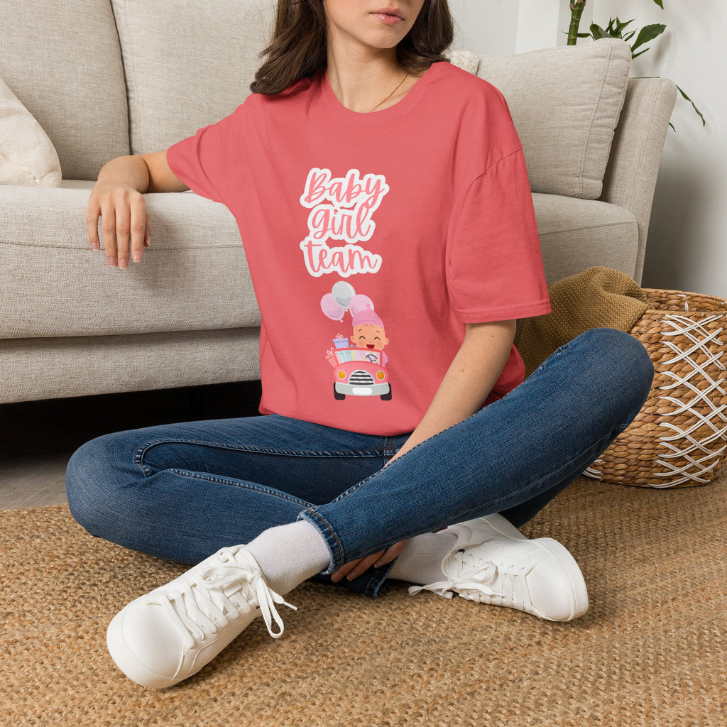 Baby Girl Team T‑Shirt — Pink Script Maternity & Newborn Celebration Tee