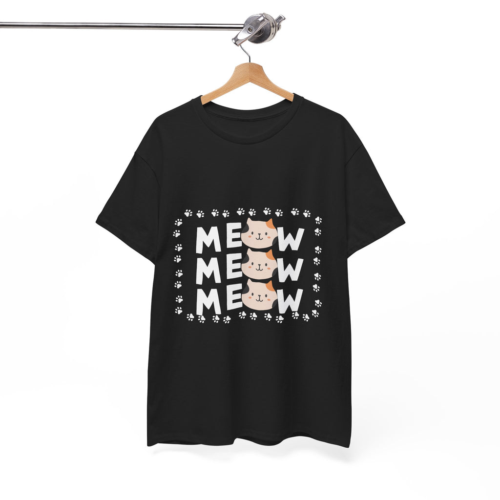 Meow Cat Graphic Tee — Cute Paw Print Kitty T-Shirt