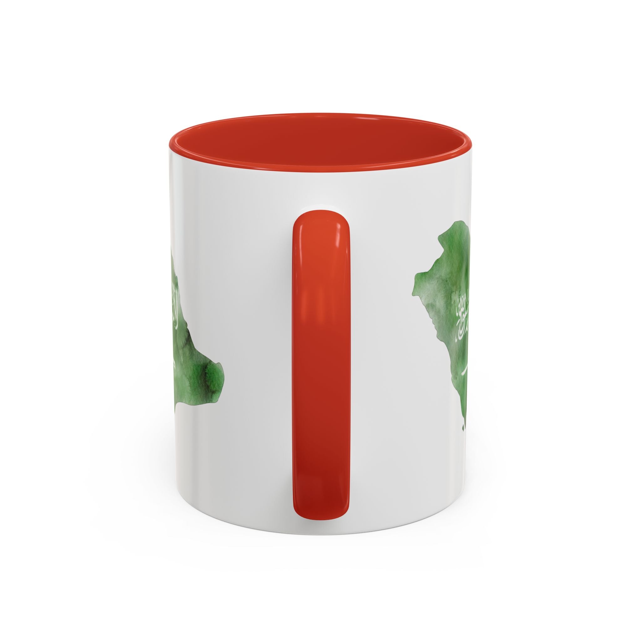 Saudi Arabia Flag Map Accent Coffee Mug — Green Watercolor Saudi Map (11/15oz)