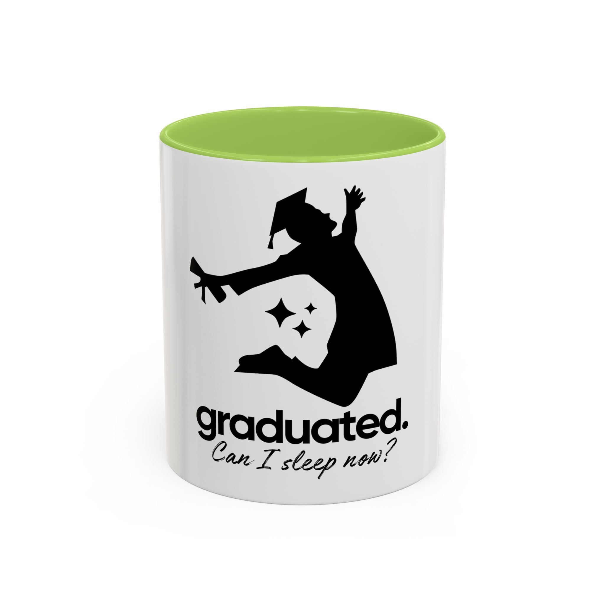 Graduation Coffee Mug — "graduated. Can I sleep now?" Accent Mug