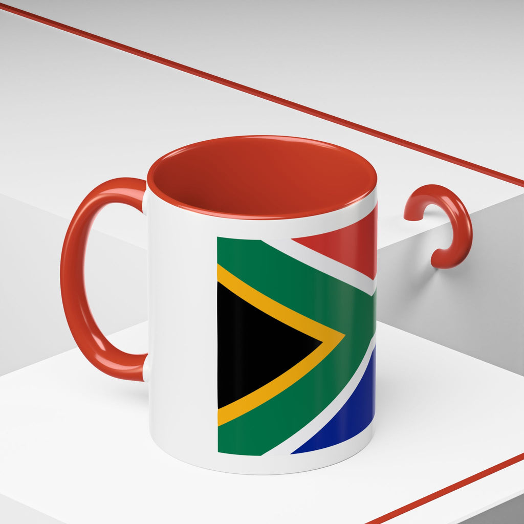 South Africa Flag Accent Coffee Mug — 11/15oz Patriotic Ceramic Cup