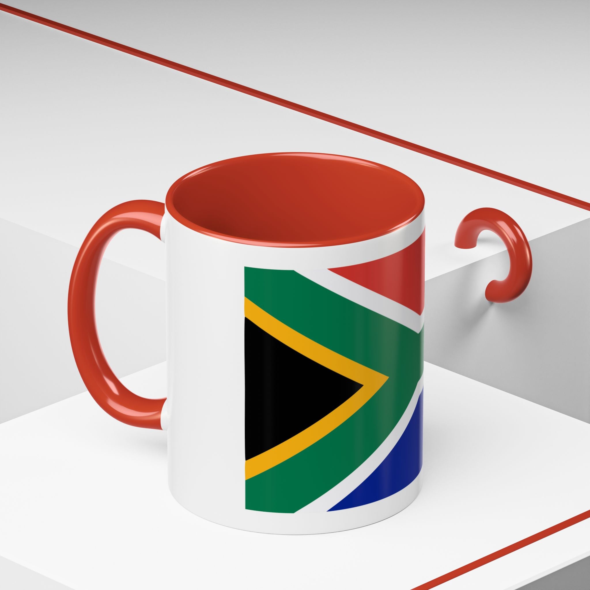 South Africa Flag Accent Coffee Mug — 11/15oz Patriotic Ceramic Cup