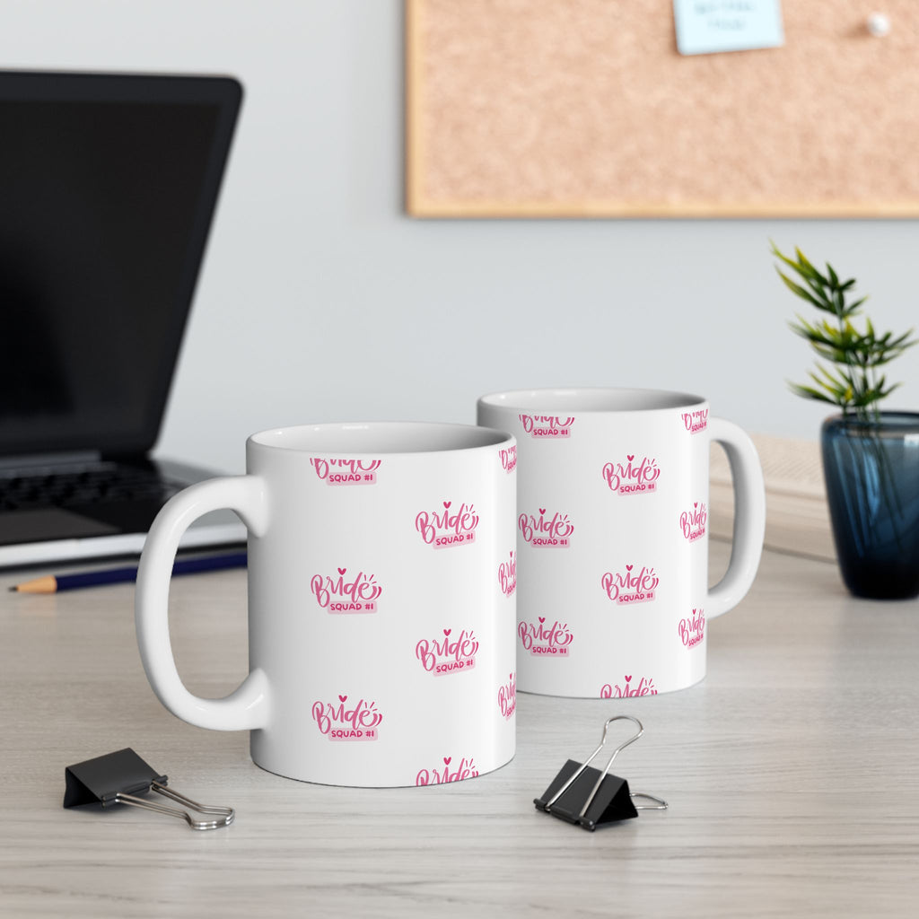 Bride Squad Ceramic Mug — Pink Bride Squad Pattern Coffee Mug (11oz & 15oz)