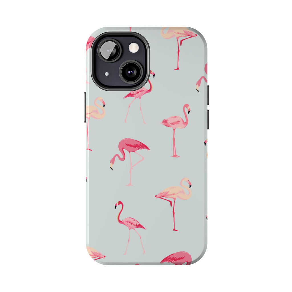 Flamingo Pattern Tough Phone Case — Cute Pink Birds Protective Phone Cover