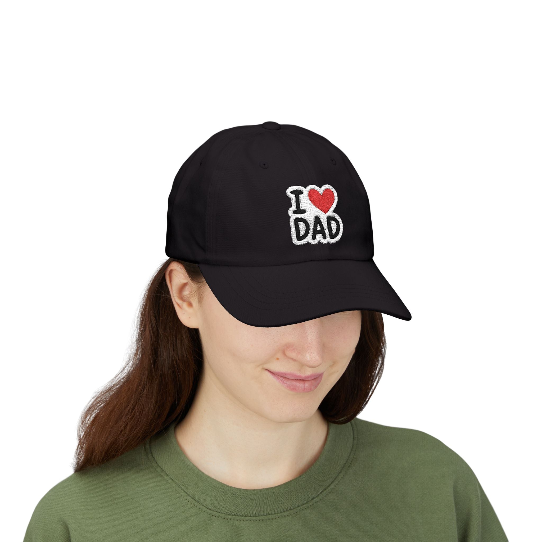 I  DAD Embroidered Dad Cap — Classic White Baseball Hat for Father’s Day