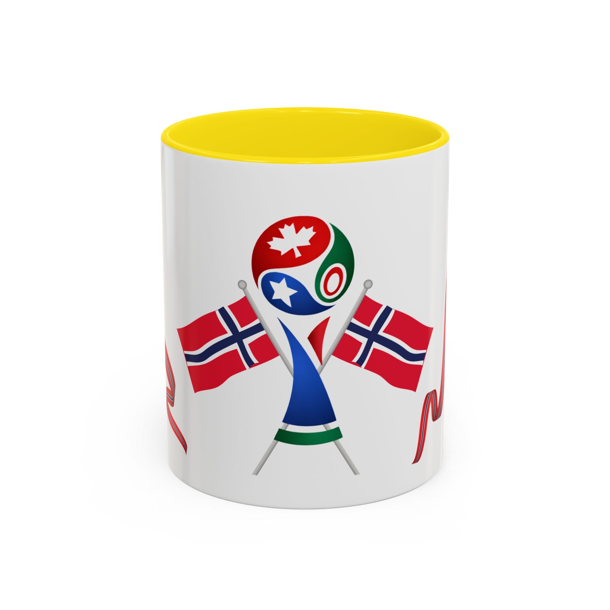 Norway Pride Coffee Mug — Norwegian Flag Ribbon & Cup Emblem Accent Mug
