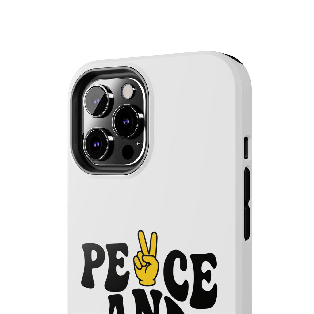 Peace and Love Tough Phone Case — Retro Peace Sign & Heart Protective Cover