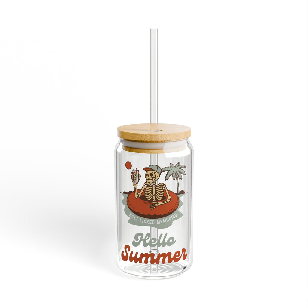 Hello Summer" Skeleton Sipper Glass