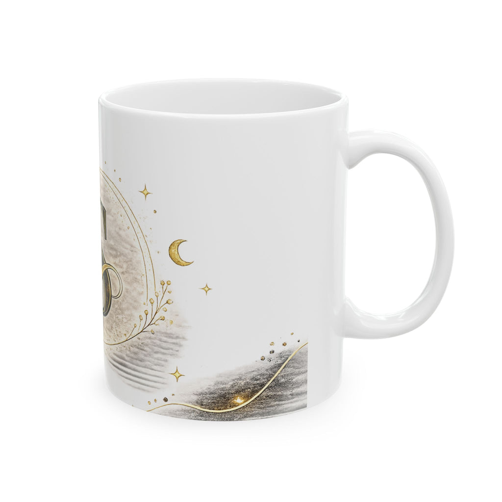 Monogram S Ceramic Mug – Elegant Gold Initial Coffee Cup