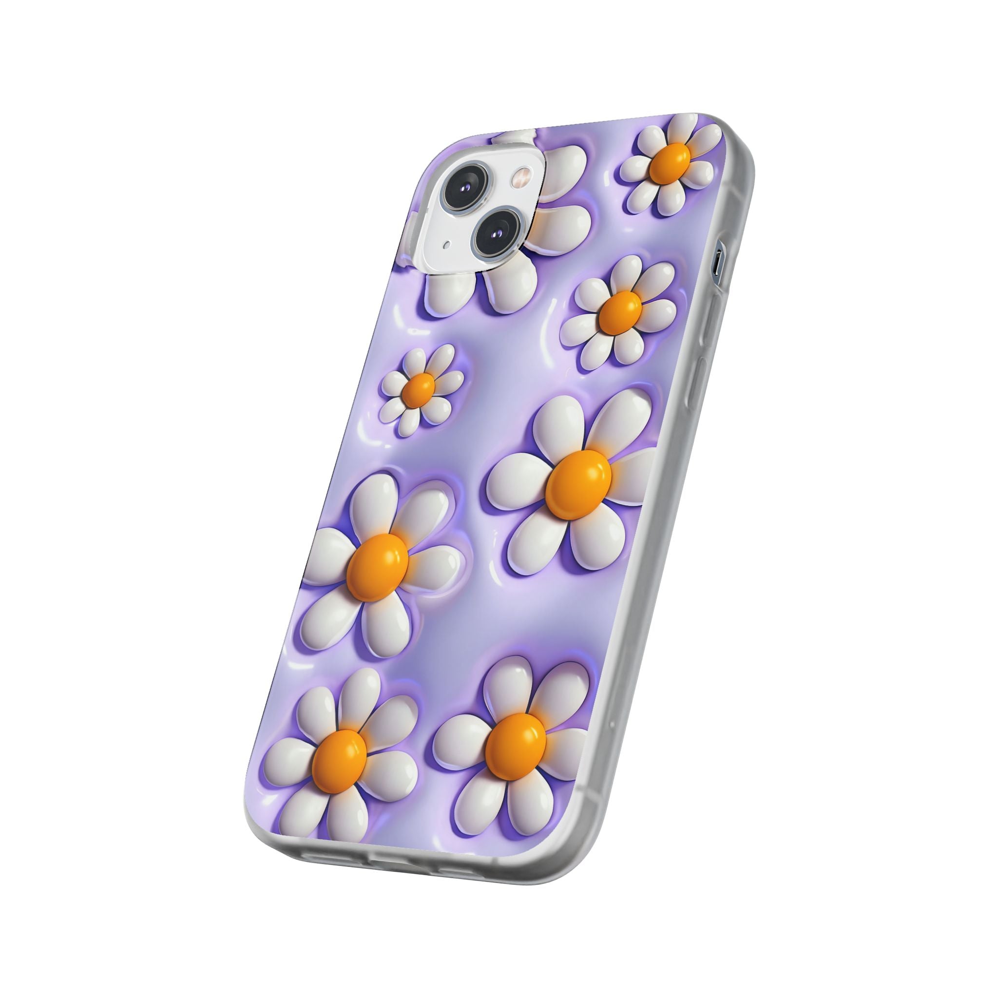 Purple 3D Daisy Phone Case – Cute Floral iPhone Flexi Case
