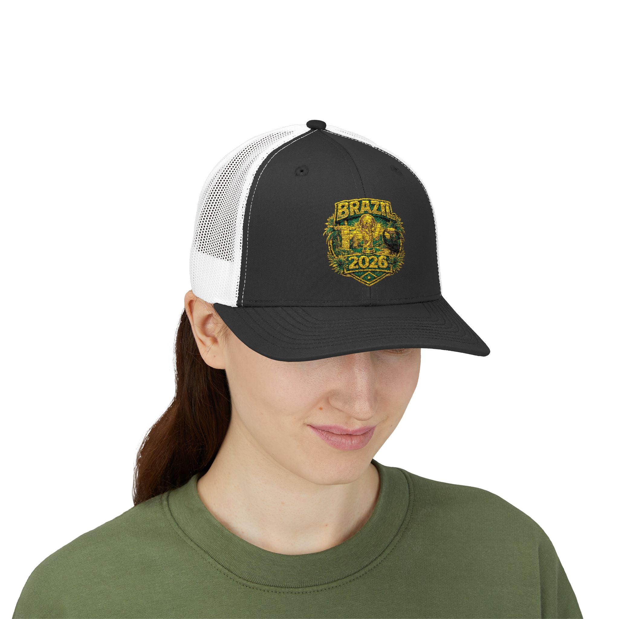 Brazil  Vintage Patch Trucker Cap — Rustic 2026 Crest Snapback