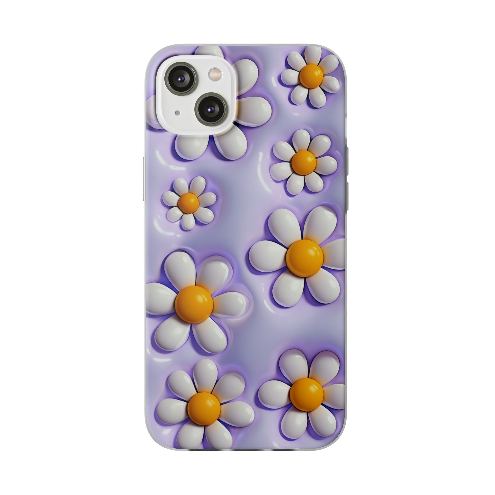 Purple 3D Daisy Phone Case – Cute Floral iPhone Flexi Case