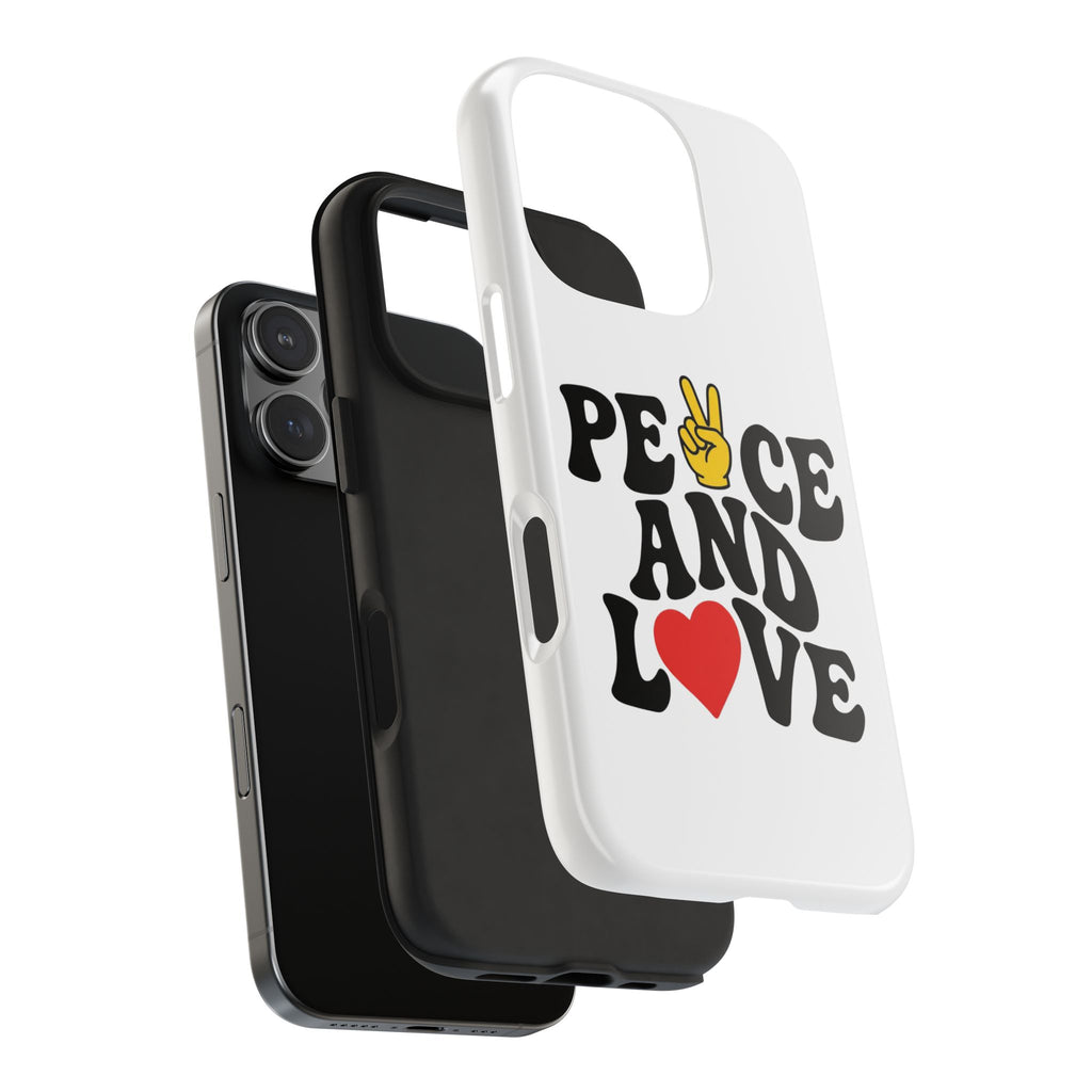 Peace and Love Tough Phone Case — Retro Peace Sign & Heart Protective Cover