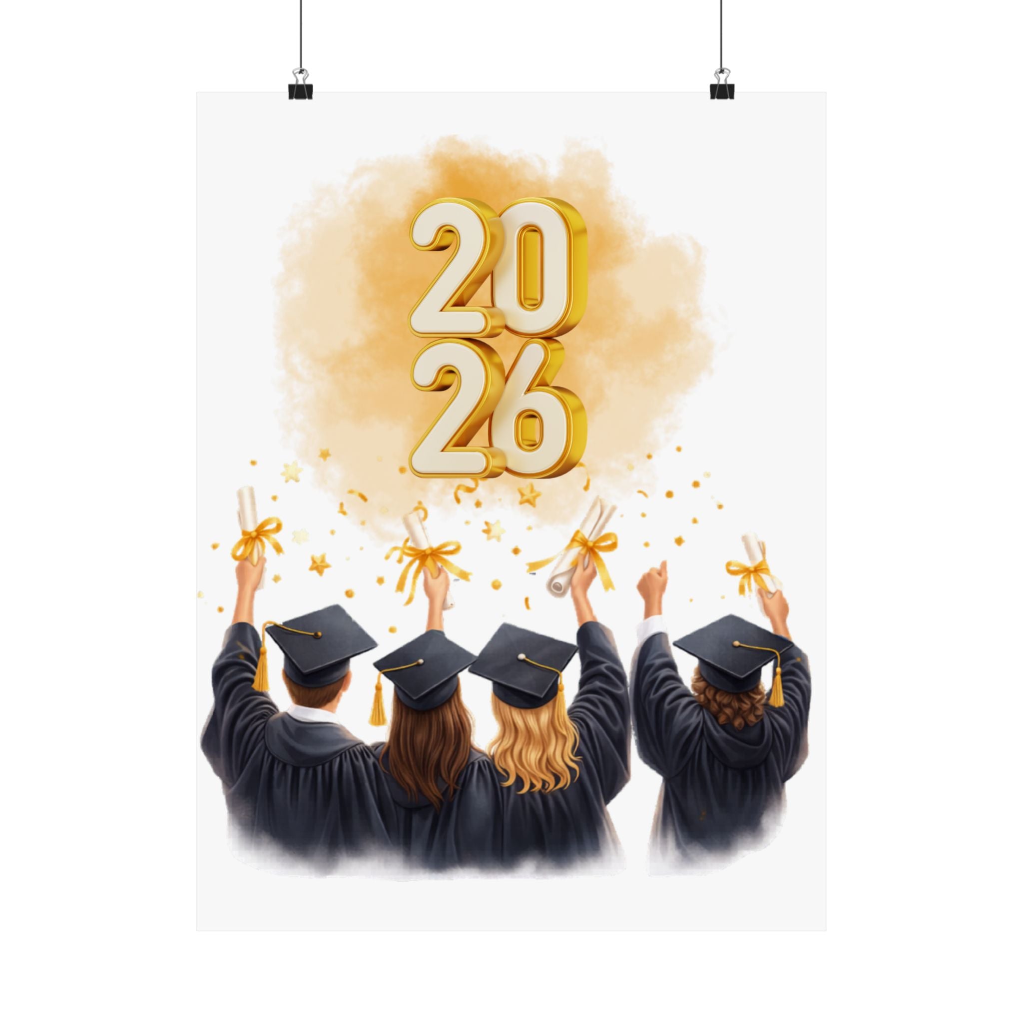2026 Graduation Poster — Class of 2026 Cap Toss Matte Vertical Print