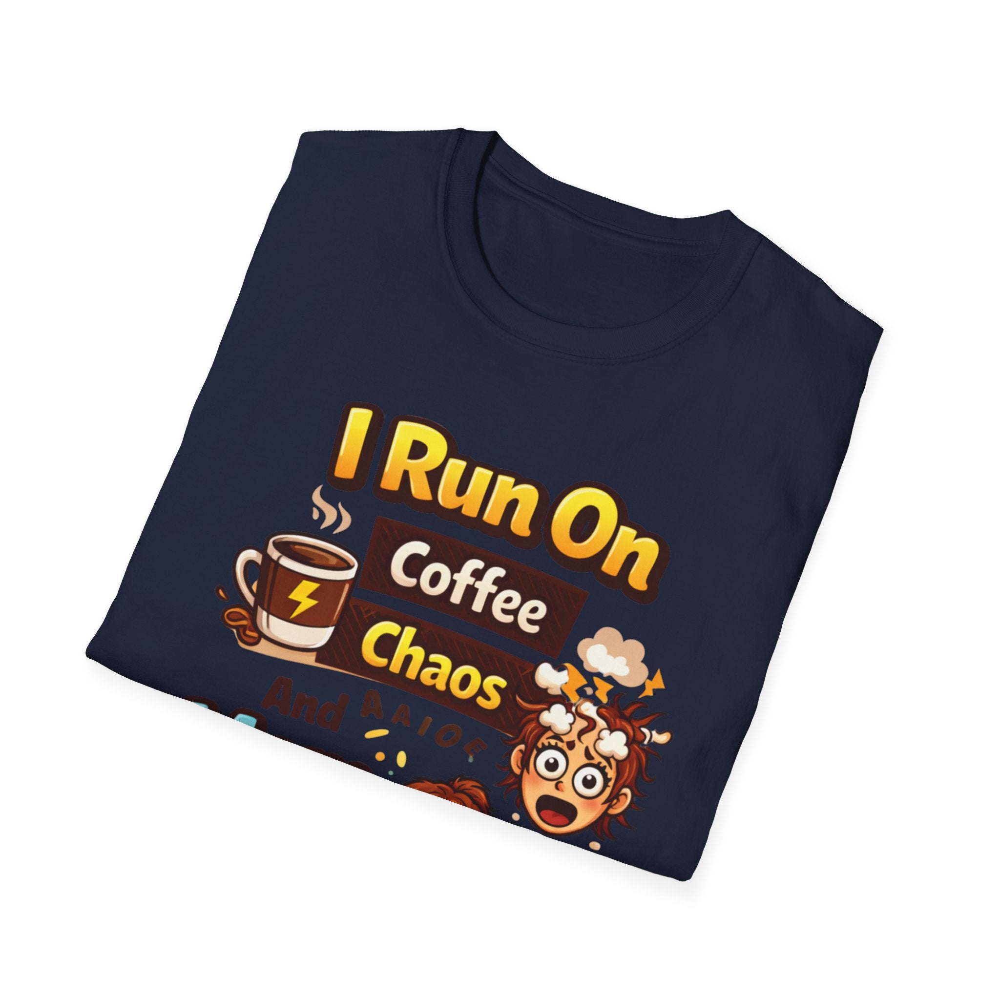 Mom Power T-Shirt — "I Run On Coffee, Chaos and Mom Power" Graphic Tee