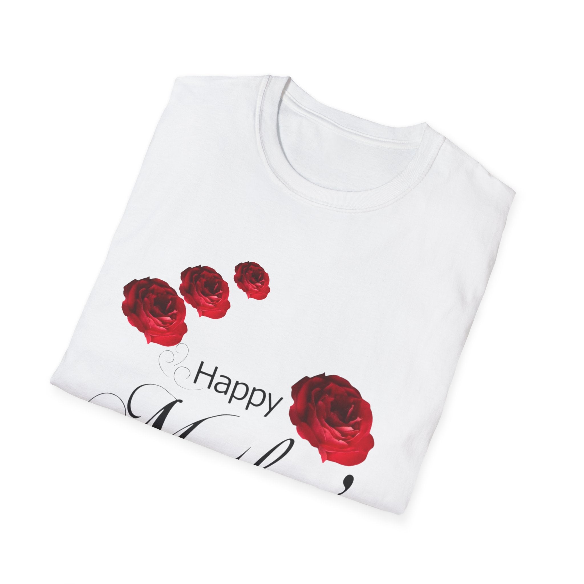 Mother's Day T-Shirt — "Happy Mother's Day" Red Rose Floral Tee