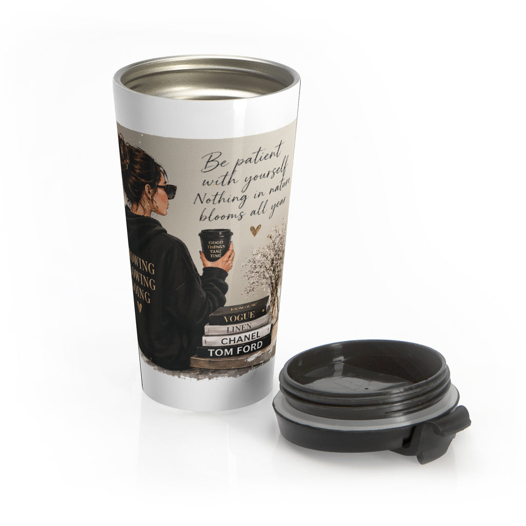 Inspirational Coffee Travel Mug — 'Be Patient With Yourself' Stainless Steel Tumbler