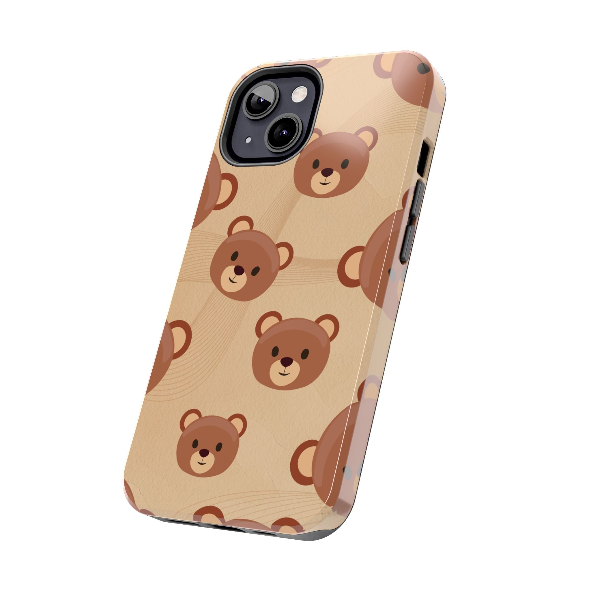 Bear Pattern Tough Phone Case — Cute Brown Bear Protective Phone Cover
