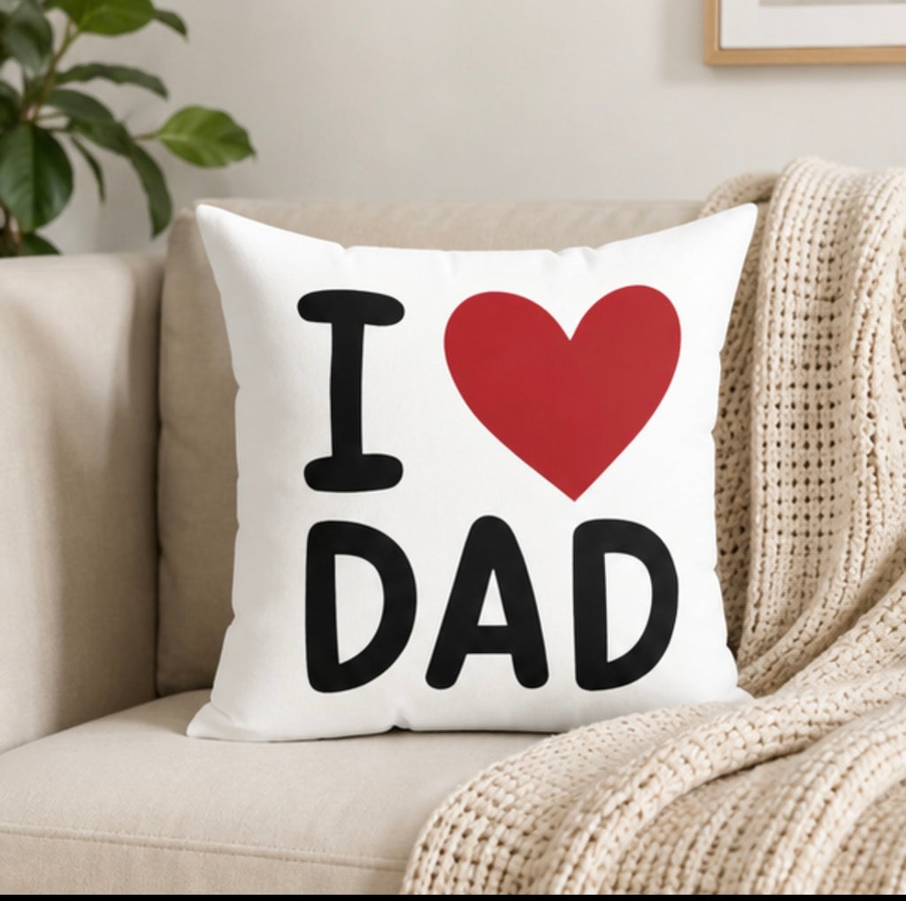 I Love Dad Decorative Pillow — Father’s Day Heart Throw Pillow