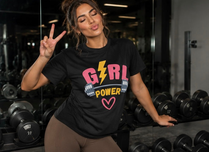Girl Power T-Shirt — Pink Lightning Barbell Fitness Tee