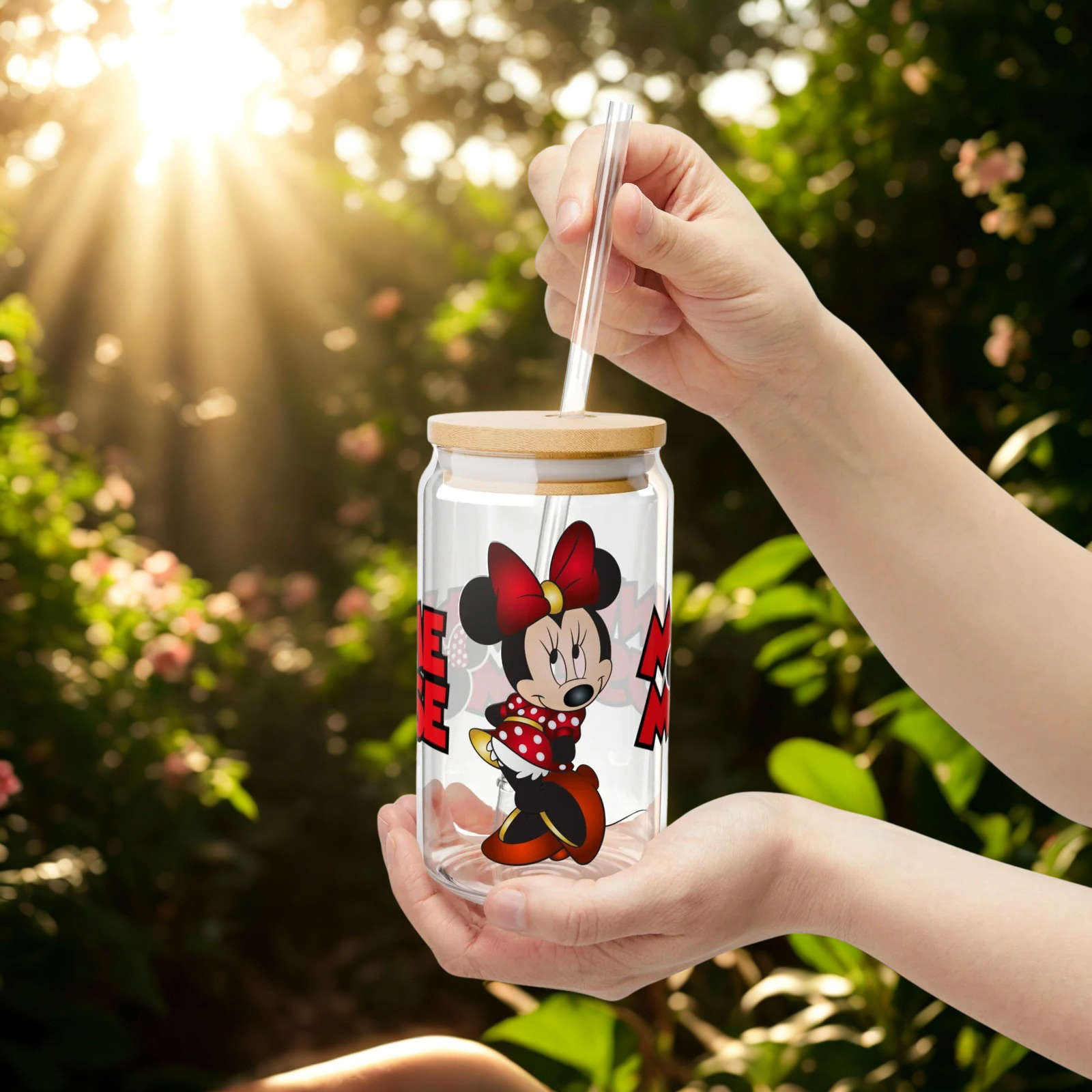 Minnie Mouse 16oz Sipper Glass with Bamboo Lid & Straw