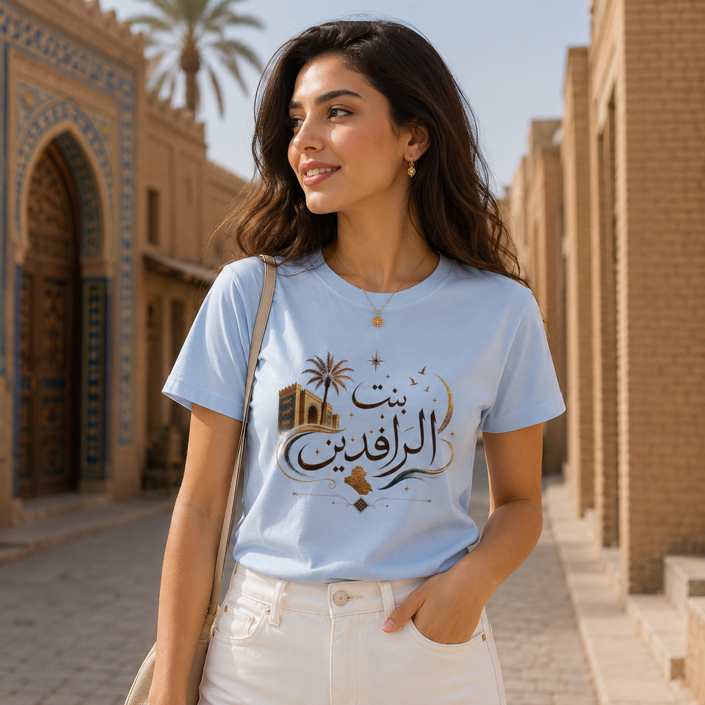 Arabic Calligraphy Tee — بنت الرافدين (Daughter of the Two Rivers)