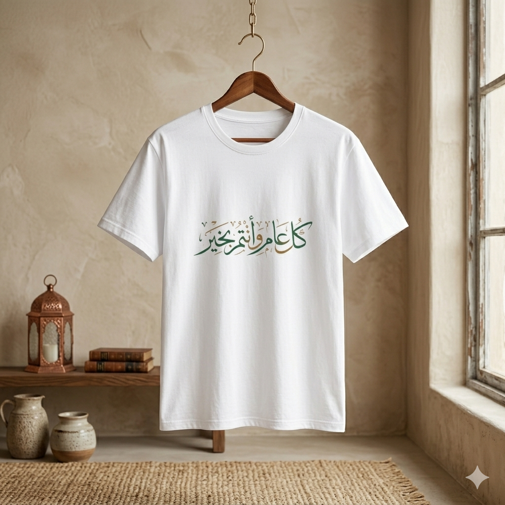 T-Shirt — Arabic Calligraphy “كل عام وأنتم بخير” Eid Greeting Tee